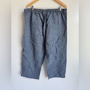 Bryn Walker Women XXL 100% Linen Blue Capri Pant Made in USA minimalist natural